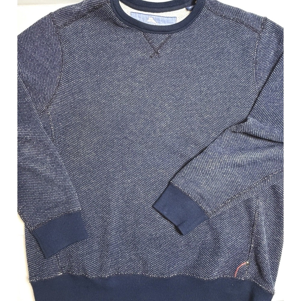 Tommy Bahama Mens Medium Blue‎ Crewneck Sweatshirt Pullover Casual Knit Logo